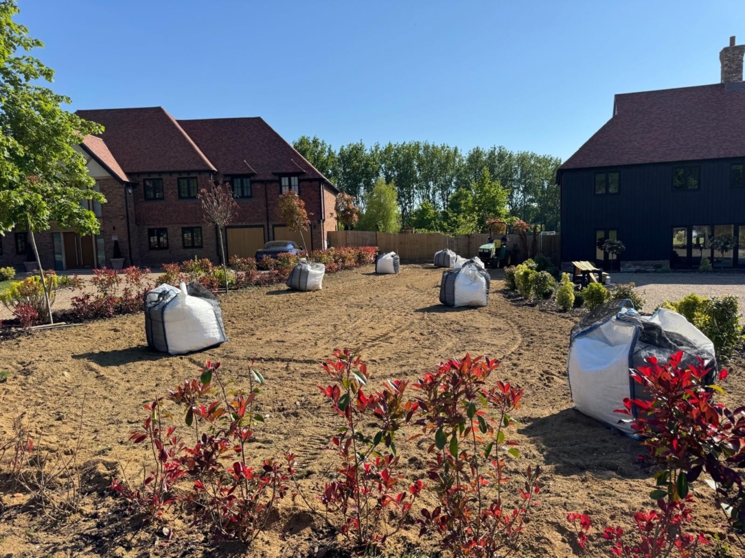 Hydrocell and sand was added to the existing soil.